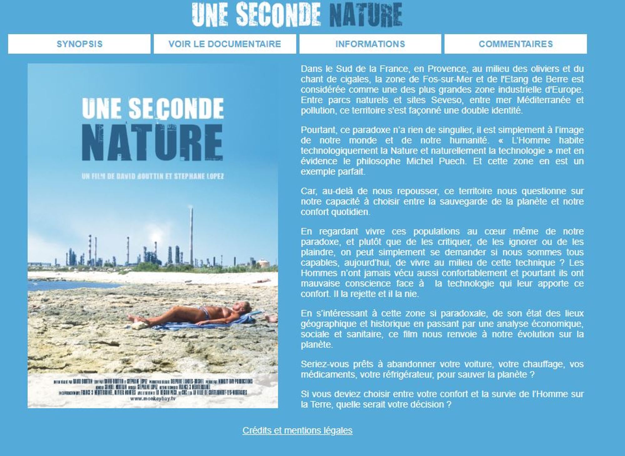 "Une Seconde Nature", film de David Bouttin et Stéphane Lopez
